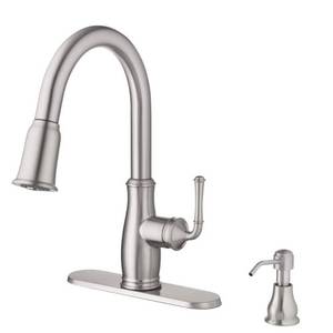 Glacier Bay Kagan Stainless Steel 15 in. H Pull Down Sprayer Kitchen Faucet with 360° Swivel Spout