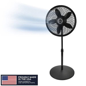 Lasko Cyclone 18 in. 3 Speed Oscillating Pedestal Fan for Home in Black with Adjustable Height, Tilt Back Head, Easy Assembly