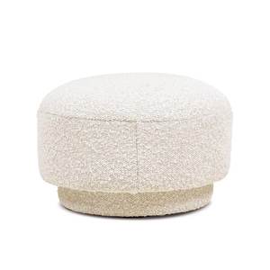 Jennifer Taylor Fuji 15 Mushroom Footstool Ottoman, Ivory White Boucle