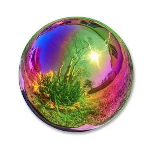 Trademark Innovations Gazing Mirror Ball Globe Outdoor Yard Garden Decoration, Stainless Steel (10 in. Rainbow)