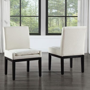Steve Silver Aubrey Black Frame with Eggshell Polyester Upholstered Arm Chair (Set of 2)