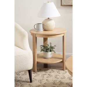 Kate and Laurel Foxford 22 in. Natural Round Wood End Table