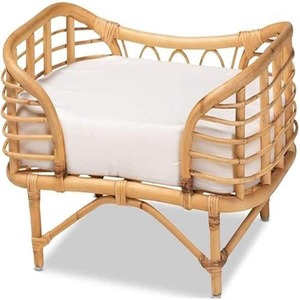 HOME IMPORTS EMPORIUM Brown Frame Specialty Size Platform Bed, Sturdy Rattan Pet Bed for All Animals, Cushioned Pet Bed