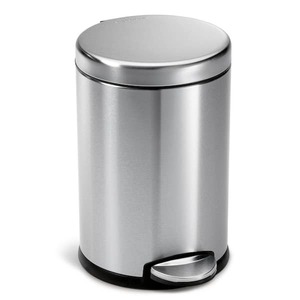 1.3 Gal. Stainless Steel Brushed Fingerprint-Resistant Round Step-on Trash Can