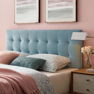 MODWAY Lily Light Blue Biscuit Tufted Twin Performance Velvet Headboard