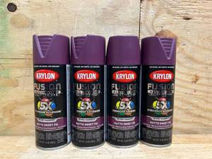 lot 99 image: Krylon Fusion All-In-One Matte Sweet Fig Spray Paint and Primer In One (NET WT. 12-oz) (lot of 4)