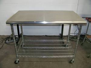 lot 8 image: Stainless Steel Work Table with Lower Shelf on Locking Casters