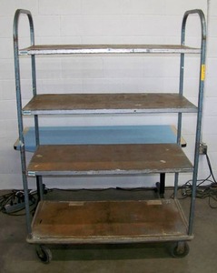lot 43 image: 4-Shelf Metal Warehouse Mobile Rack  Cart