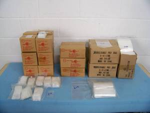 lot 46 image: Various sizes of Reclosable Poly Bags, some with White Block for labeling - NEW, many in Sealed Boxes