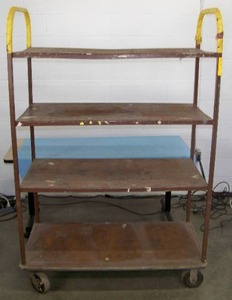 lot 49 image: 4-Shelf Metal Warehouse Mobile Rack  Cart