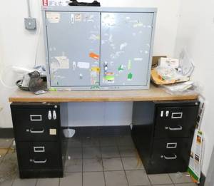 lot 46 image: 2 file cabinets, storage cabinet and surface