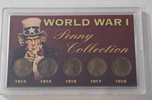 lot 25 image: World War I Penny Collection - Wheat Pennies from 1914-1918