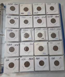 lot 44 image: 3-Ring Binder of Wheat Pennies.  Includes 1955-1958.  150 Coins