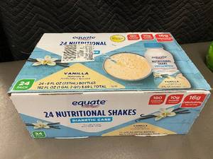 lot 25 image: Trol - Equate Vanilla Nutritional Shakes - 24-Pack, 8 fl oz Bottles, Diabetic Care