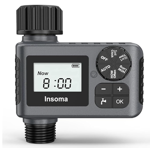 lot 104 image: Insoma Outdoor Garden Hose Faucet Timers, Programmable Water Sprinkler Timer with Rain DelayManualAutomatic Drip Irrigation and Lawn Watering System for Yard, 1 Outlet (Used)