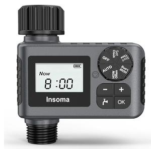 lot 106 image: Insoma Outdoor Garden Hose Faucet Timers, Programmable Water Sprinkler Timer with Rain DelayManualAutomatic Drip Irrigation and Lawn Watering System for Yard, 1 Outlet (Used, Missing Hose Connector & Tape)