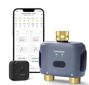 lot 116 image: Insoma WiFi Water Timer for Garden Hose with Brass Inlet & Outlet,Smart Hose Timer with WiFi Hub, APP & Voice Control,Up to 20 Watering Plans, 2-Zone Sprinkler Drip Irrigation System Controller for Watering