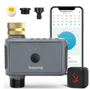 lot 117 image: INSOMA WiFi Sprinkler Timer, Smart Hose Faucet Timer, APP and Voice Control, Remote Irrigation, with Brass Inlet (Used. Missing Plug In)