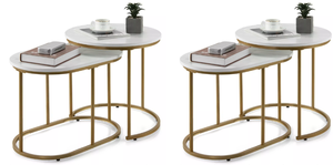 lot 125 image: LOT OF 2 Costway Nesting Coffee Table Modern Set of 2 Coffee Side Table Set Living Room (Maybe Missing Hardware)