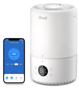 lot 201 image: Levoit 200S Dual Smart Top Fill Humidifier Cool Mist, Ultrasonic, No Filter, 25 Hr Run, 100-300 sq. ft., Bedroom & Baby