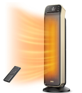 lot 25 image: DREO Space Heater Indoor, 25 11.5fts Fast Portable Room Heater with Remote and Thermostat, 3 Modes, Overheating & Tip-Over Protection, Electric Heaters for Indoor Use Large Room, Bedroom, Gold