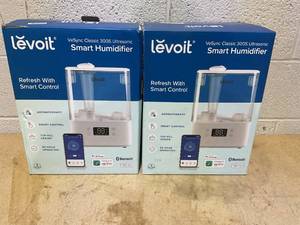 lot 401 image: LOT OF 2 Levoit - VeSync Classic 300S 1.58 gallon Ultrasonic Smart Humidifiers - White (Used)