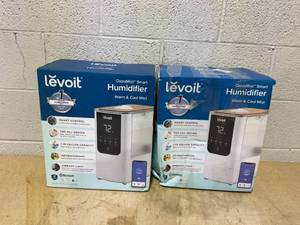 lot 404 image: LOT OF 2 LEVOIT 1.9 Gal. Smart Warm and Cool Mist Top-Filled Ultrasonic Humidifier and Diffuser with Ambient Light up to 430 sq. ft (Used)