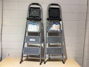 lot 33 image: LOT OF 2 Cosco 3 Step  Work Tray Folding Step Stools )