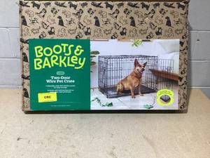 lot 135 image: Boots & Barkley Two Door Wire Collapsible Dog Crate - L - Black (Used, Missing Tray)