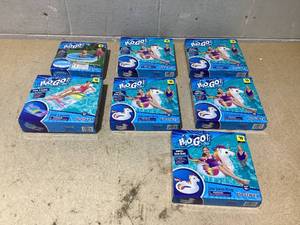 lot 144 image: LOT OF 7 H2O GO Animal Swim Rings, Pool Lounge, Coral Kids Pool