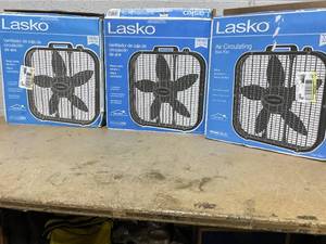lot 236 image: LOT OF 3 Lasko Box Fans