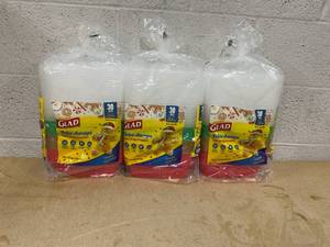 lot 318 image: LOT OF 3 Glad Take-Aways Food Storage Containers