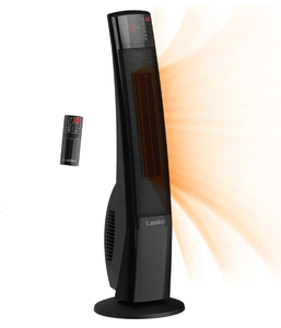 lot 61 image: Lasko 32 Digital Ceramic Tower Heater with Remote (black, model CT30796)