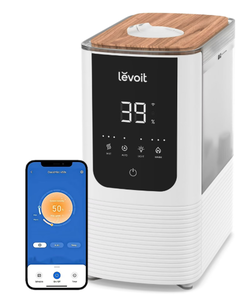 lot 67 image: Levoit Smart Cool and Warm Mist Top Fill Humidifier with Aromatherapy, 4.5L, OasisMist LV450S, Wood