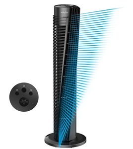 lot 137 image: Vornado OSC84 41 Whole Room Oscillating Tower Fan, 70-Degree Oscillation, Quiet Operation, 4 Speed Settings, 8-Hour Timer, Powerful Air Circulation, Black (Used)