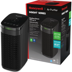 lot 142 image: Honeywell Allergen Plus HEPA Tower Small Air Purifier - Black, HPA080B (Used)