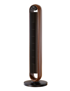 lot 227 image: Better Homes & Gardens 40 5-Speed Oscillating Tower Fan with Remote Control, 3 Wind Modes, 12H Timer, Walnut & Black