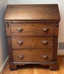 BR1 - Antique Wooden Secretary Desk with Drop-Front