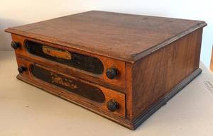 BR2 - Antique Spool Chest - 2-Drawer Wooden Cabinet