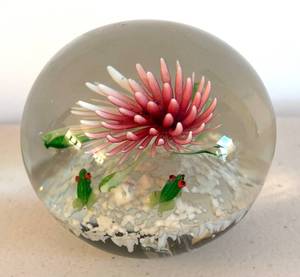 BR2 - Beautiful Pink Glass Flower Handblown Paperweight
