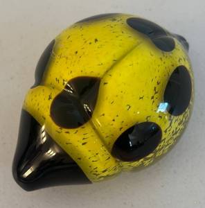 BR2 - Ladybug Art Glass Paperweight - Yellow with Black Spots