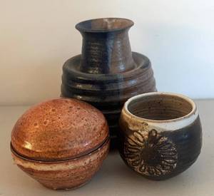 BR2 - Pottery Vases & Trinket Dish  - Hand-thrown Stoneware with Mixed Glazes
