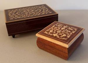 BR2 - Two Inlaid Wooded Trinket Boxes by Reuse and More