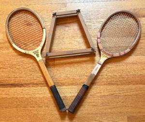 BR2 - Wilson Phoenix & Spalding Doris Hart Autograph Tennis Rackets with Wooden Press