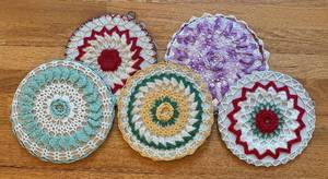 BR2 - Five Vintage Crocheted Doily Decor with Lovely Colorways