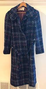 BR1 - Vintage Richard Barr of England Navy Tweed Coat