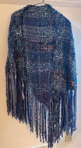 BR1 - New Fringed Benefits Shawl - Handwoven Blue Fringe by Bob Gibson & Jon Fivecoat