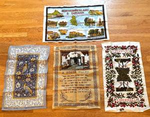 BR2 - Vintage Linens - Northumberland & Durham Map, A Scots Toast and Cherry Border