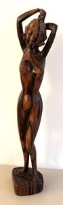 BR2 - Nude Female Figure Sculpture - Vintage Wooden Carving