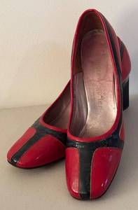 BR2 - Andrew Geller Vintage Two-Tone Red & Black Leather Heels - Size 7 12